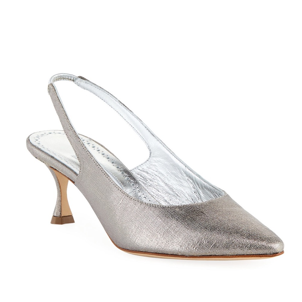 Authentic Manolo Blahnik  metallic pumps
